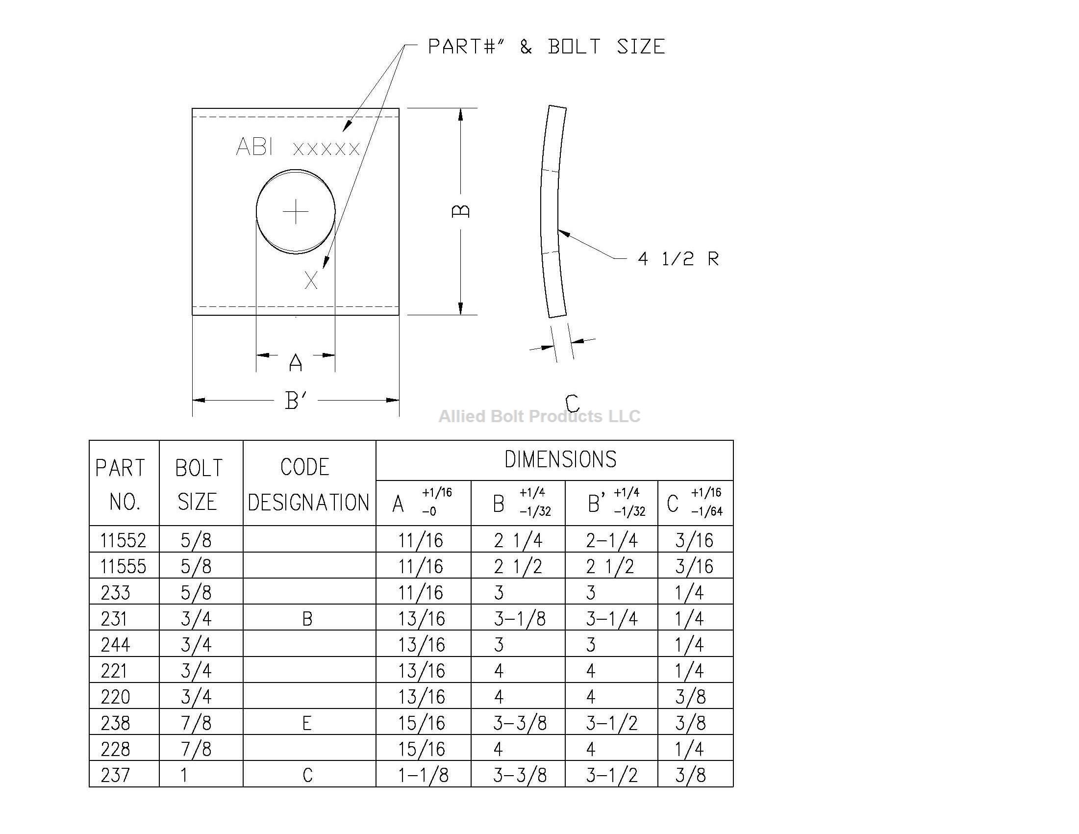 CURVED WASHER 3-3/8